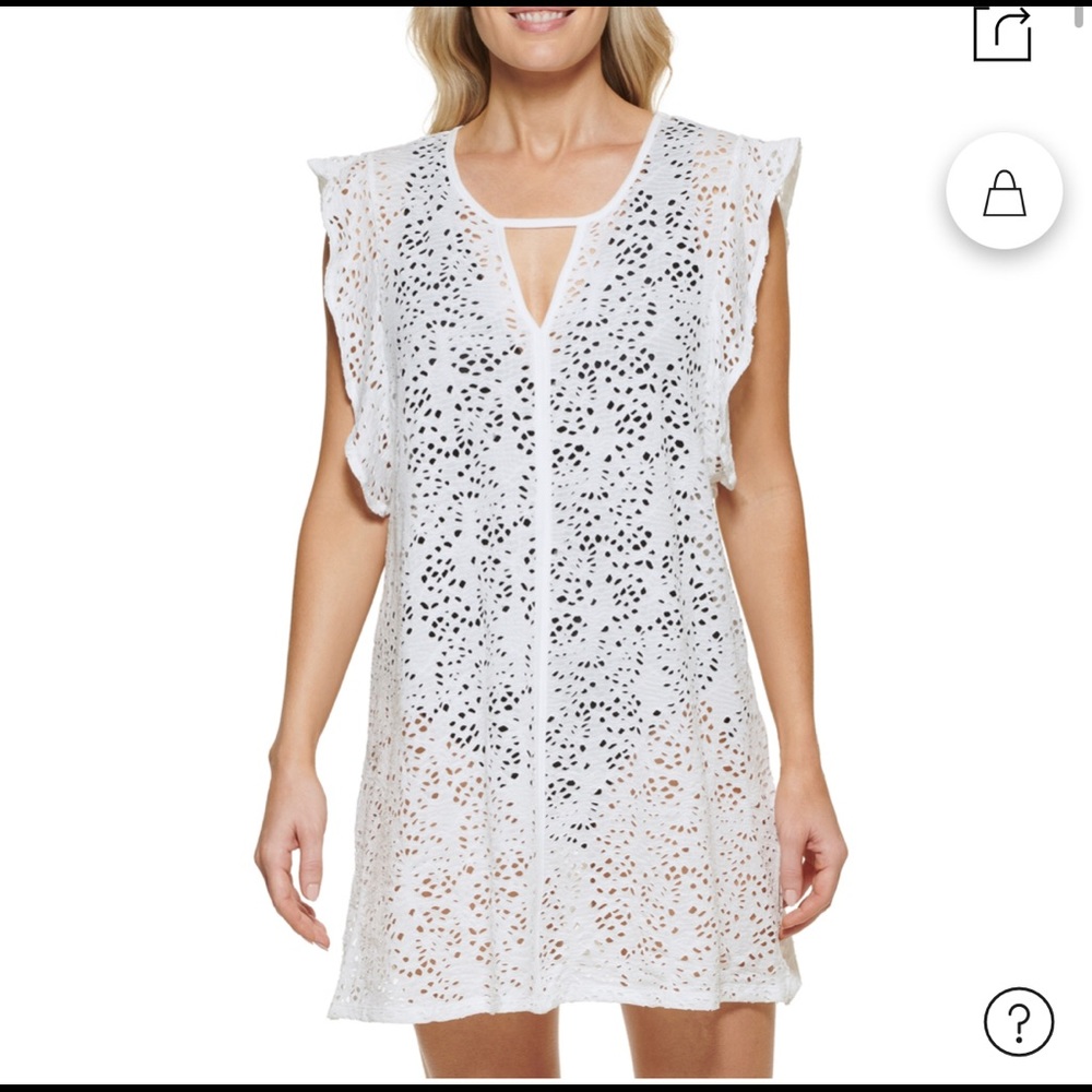 Tommy Hilfiger Eyelet Flutter-sleeve Swim Cover-up Women's Soft White